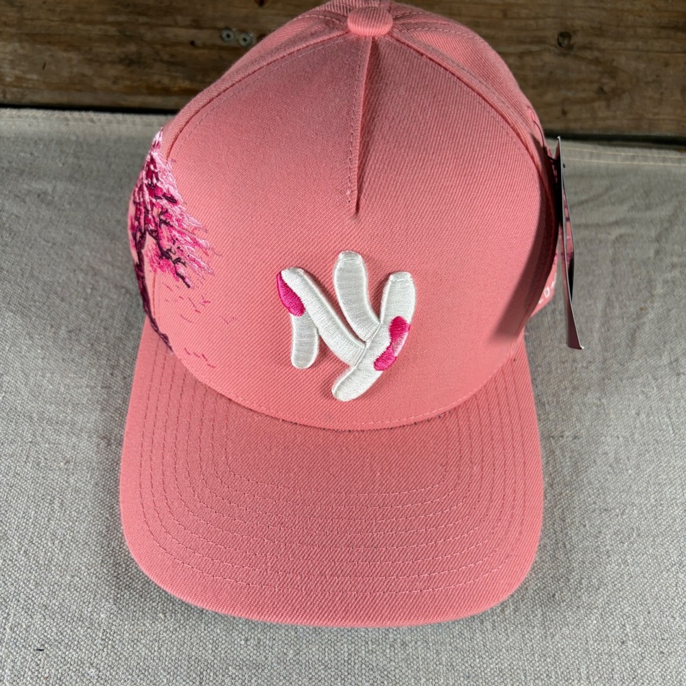 Field Grade NY Cherry Blossom Trucker Hat Mens OS Pink Wool Snapback New